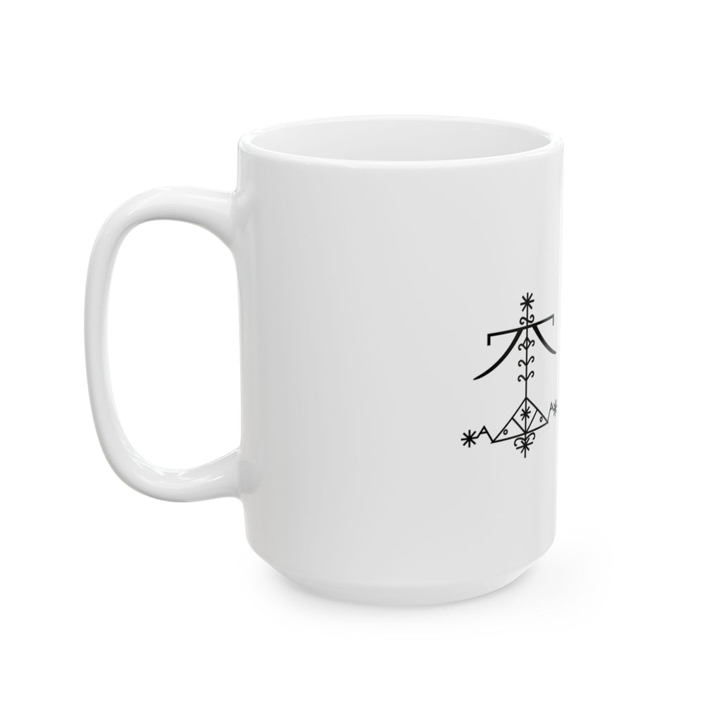 OGOU Veve Ceramic Mug — 11oz & 15oz Spiritual Vodou Symbol Coffee Cup