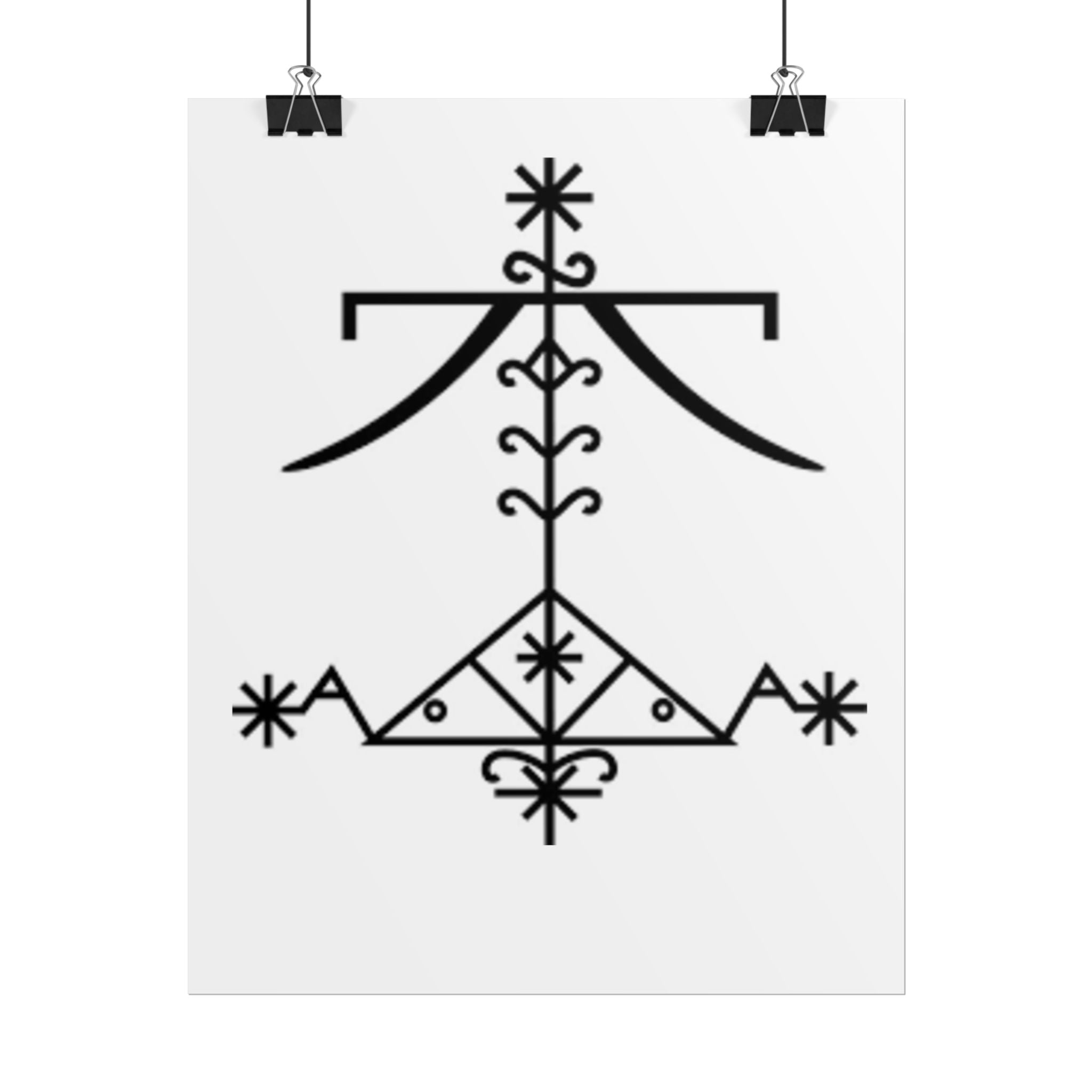 VEVE OGOU FERAY Poster — Black Geometric Rune Wall Art (Rolled Poster)