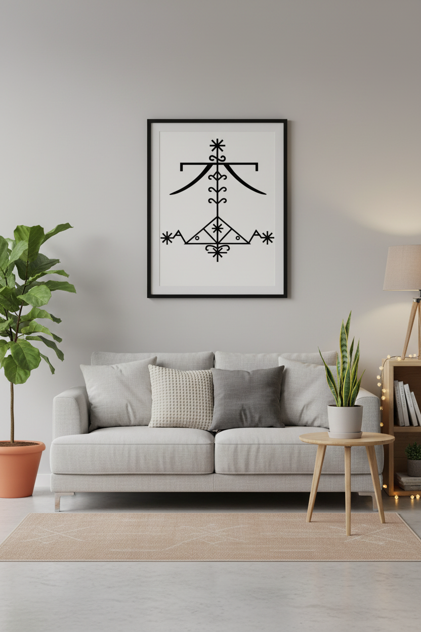 VEVE OGOU FERAY Poster — Black Geometric Rune Wall Art (Rolled Poster)