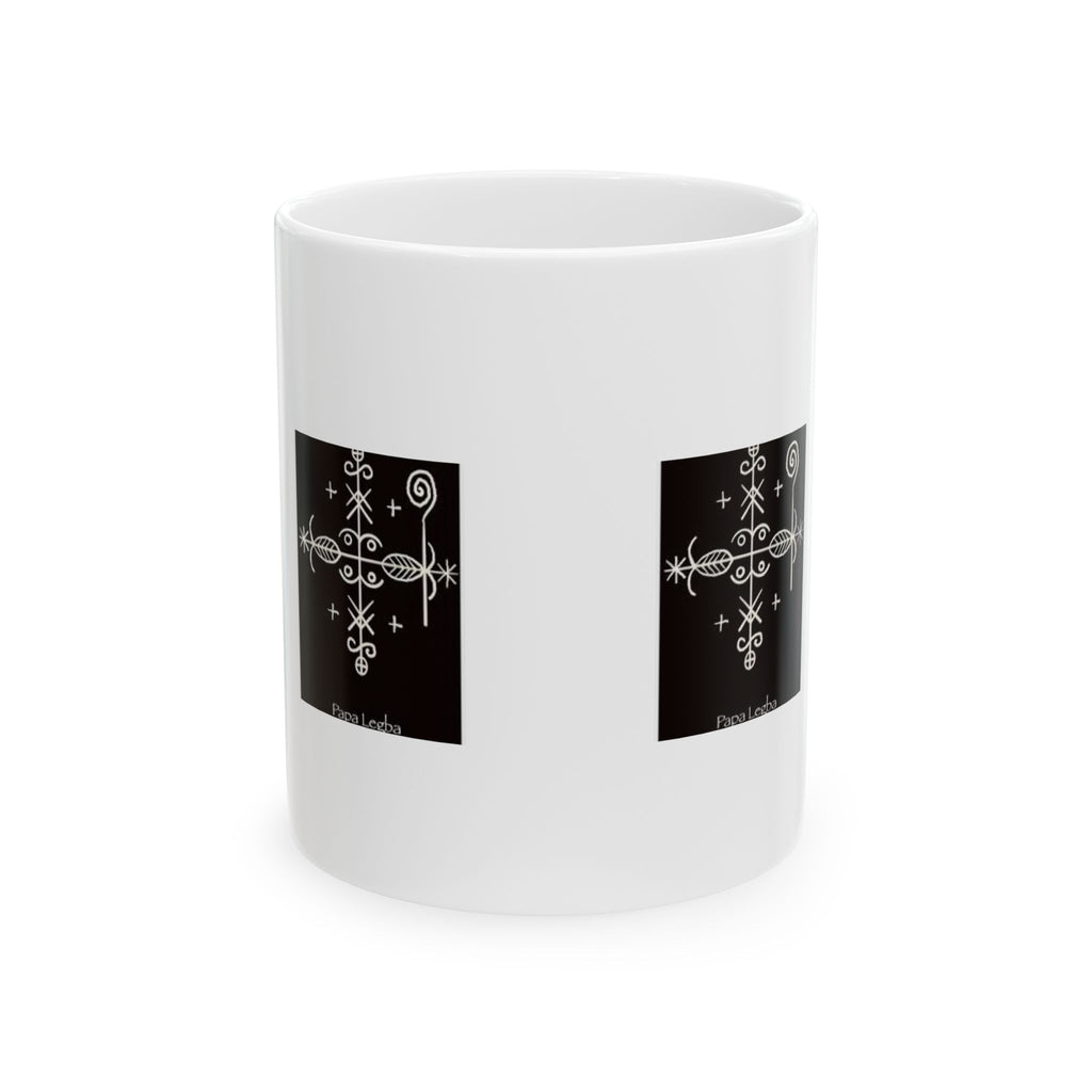 Papa Legba Ceramic Mug — Veve Vodou Symbol (11oz & 15oz)