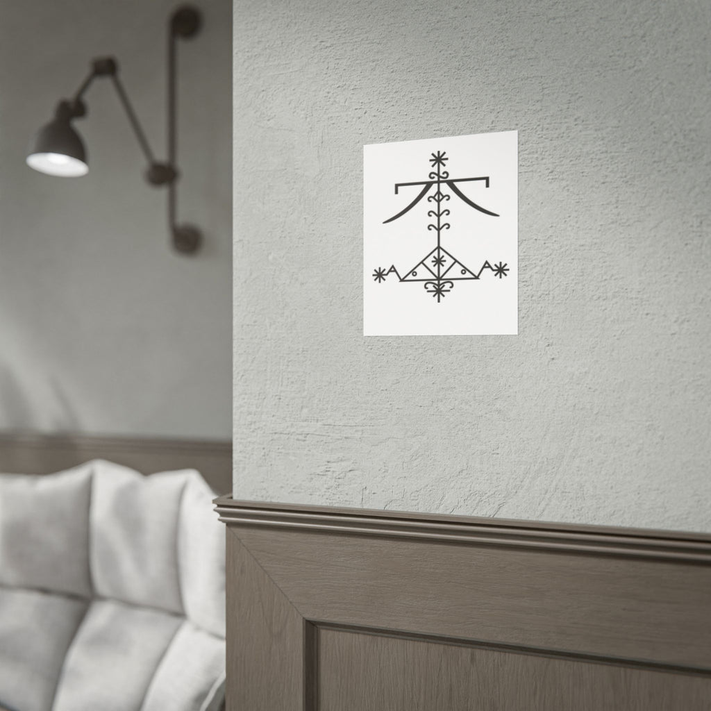 VEVE OGOU FERAY Poster — Black Geometric Rune Wall Art (Rolled Poster)